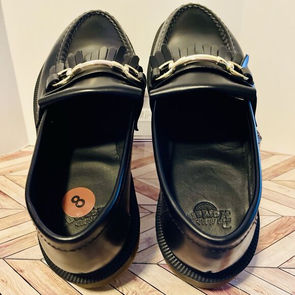 Dr Martens Adrian Snaffle Black Smooth Leather Loafers M 7 W 8 Kiltie Gold Bit - Picture 4 of 10